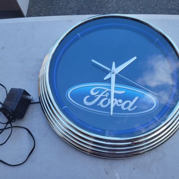 Ford Wall Decor Ford Neon Wall Clock 1 Plug In Euc Poshmark